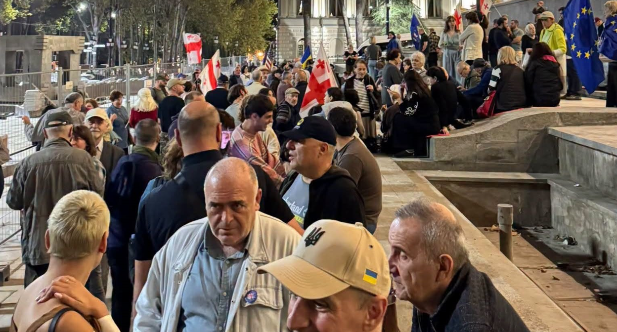 Участники акции протеста в 672-й день в Тбилиси.  фото: Giorgi Mumladze / Facebook*